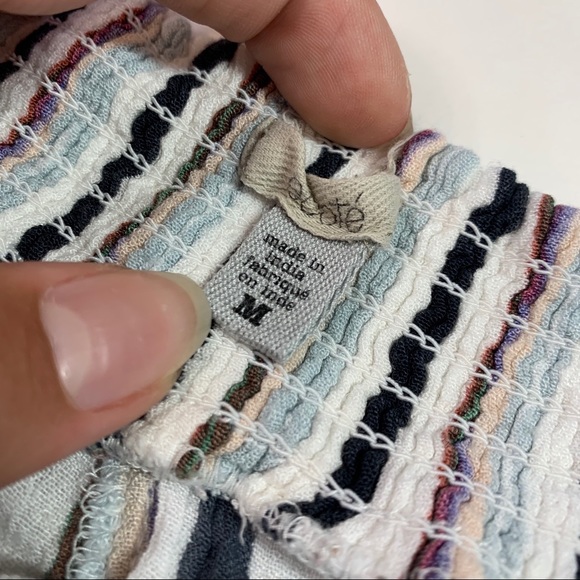 Navy and light blue striped stretchy shorts - Picture 2 of 2